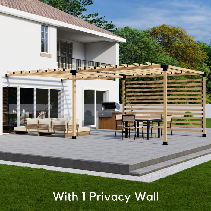 Attached Pergola Kit for 4x4 Wood Posts (Any Size Up to 12' Attached x 24') - With Traditional Roof Rafters (Medium Spacing)