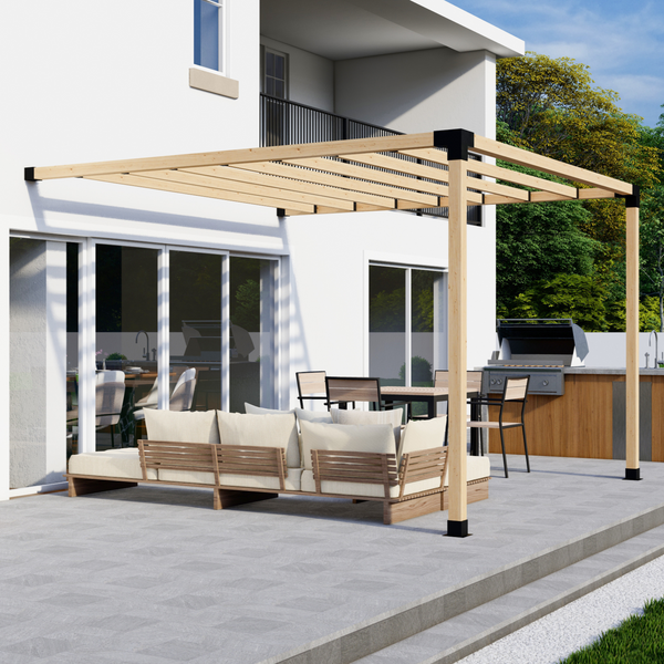 Up to 12' x 12' Pergola Attached to House with Straight Inline 2x4 Roof Slats