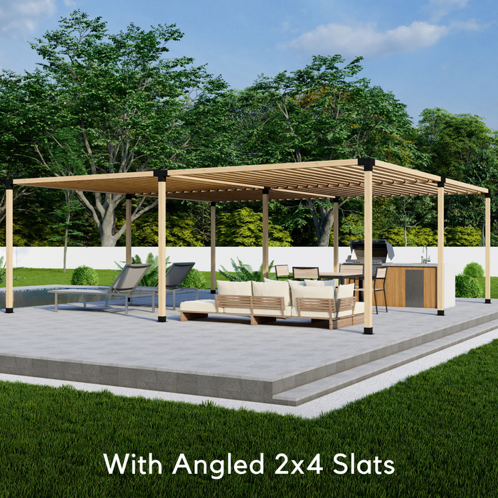 822 - Free-standing 20x20 pergola with medium-spaced angled roof slats