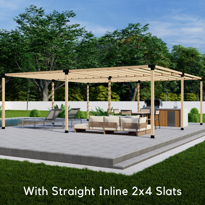 822 - Free-standing 20x20 pergola with medium-spaced inline roof rafters