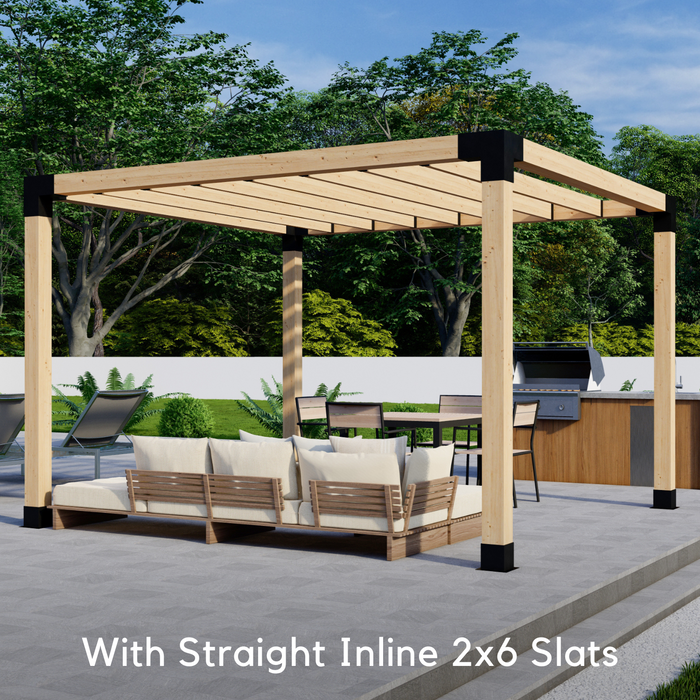 560 - Free-standing 9x12 pergola with medium-spaced inline 2x6 roof rafters
