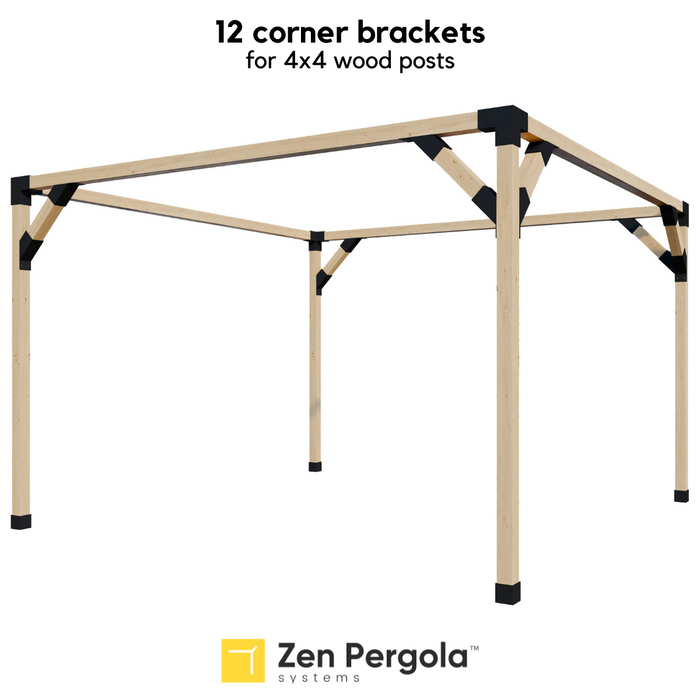006 - Single free-standing pergola showing 6 corner supports, requiring 12 corner support brackets