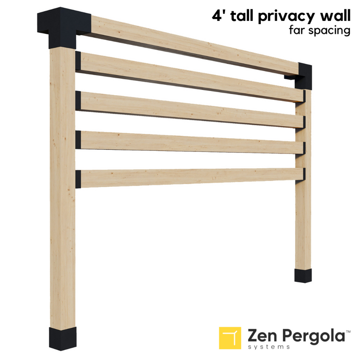082 - A 4-foot tall pergola privacy wall (shade wall) comprised of far-spaced 6x6s