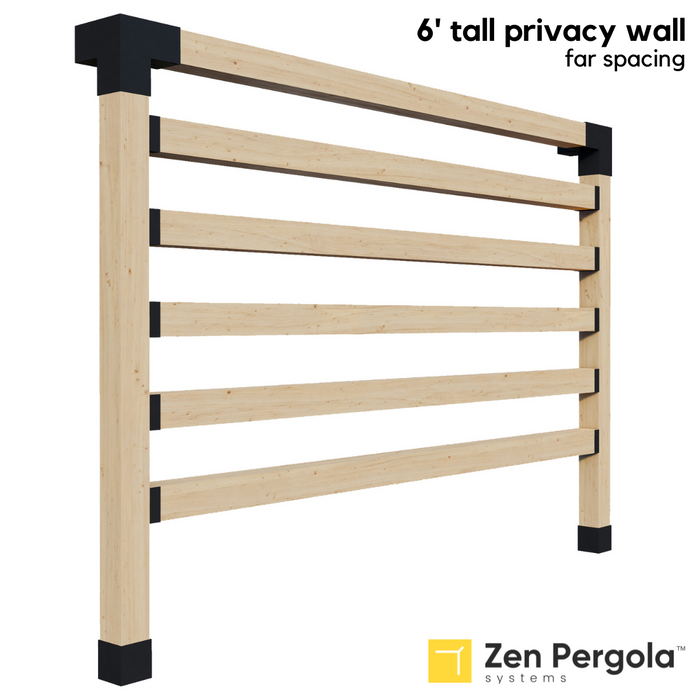 082 - A 6-foot tall pergola privacy wall (shade wall) comprised of far-spaced 6x6s