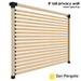031 - An 8-foot tall pergola privacy wall comprised of 2x4 slats angled at 45 degrees with close spacing