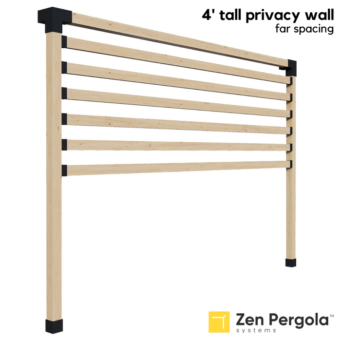 030 - A 4-foot tall pergola privacy wall (shade wall) comprised of far-spaced 2x4 slats