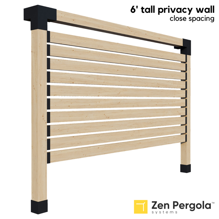 080 - A 6-foot tall pergola privacy wall (shade wall) comprised of closely-spaced 2x6 slats