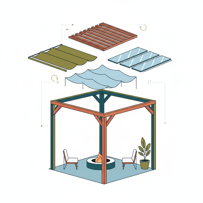Illustration for Tailor Your Outdoor Oasis: Customizable Roof Options for DIY Pergola Kits