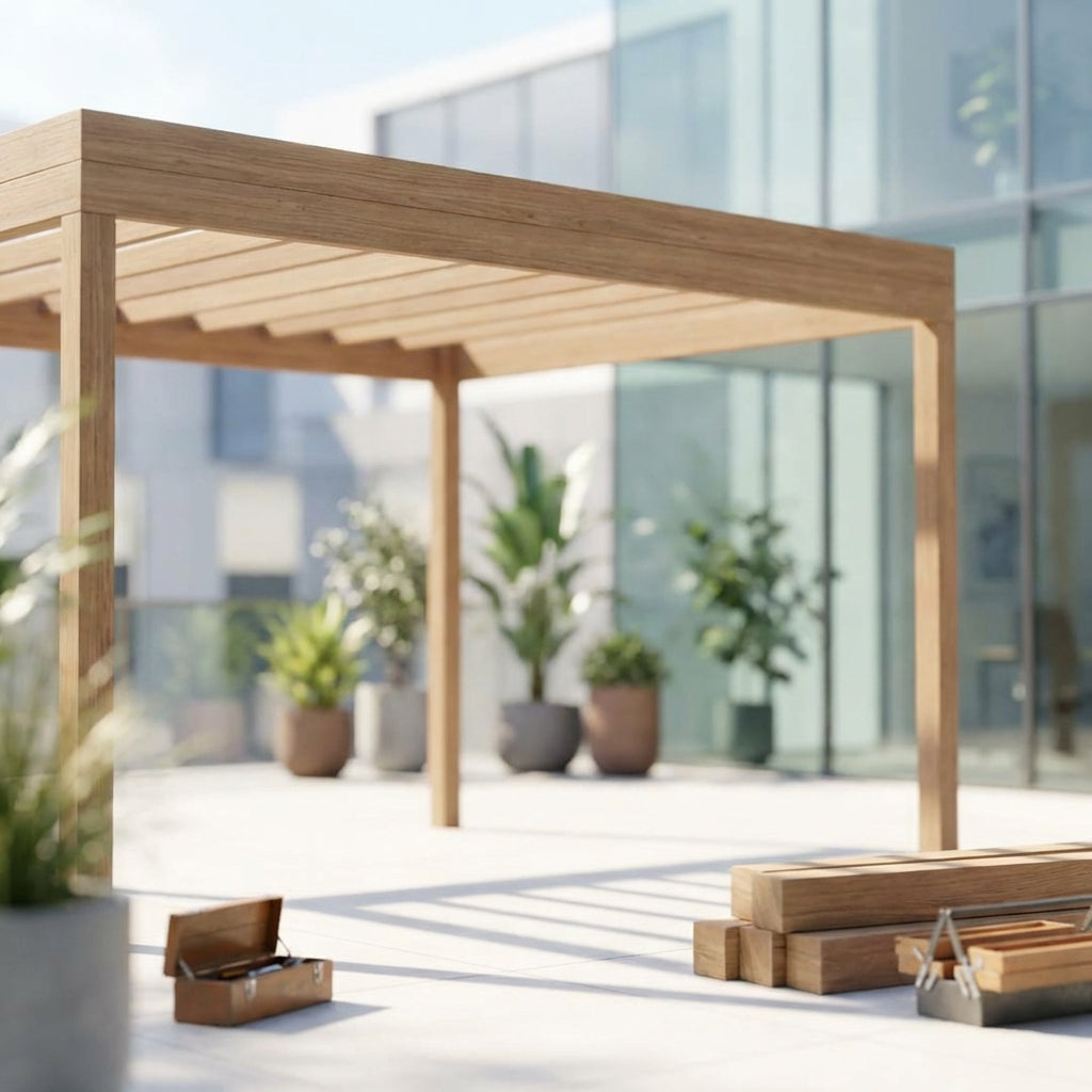 Illustration for Comparing Modular DIY Pergola Kits and Custom Stick-Built Structures for Easy Backyard Assembly