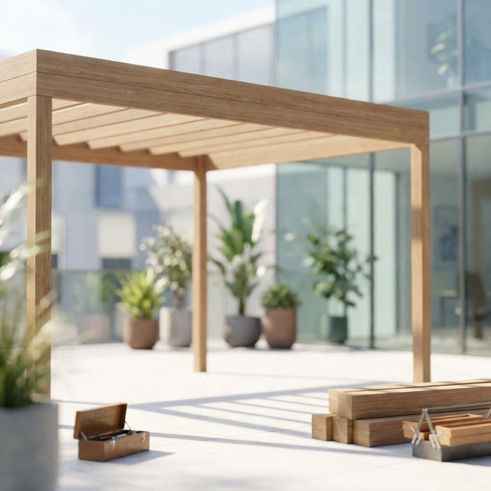 Illustration for Comparing Modular DIY Pergola Kits and Custom Stick-Built Structures for Easy Backyard Assembly