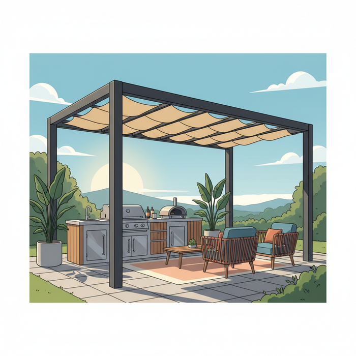 Illustration for Quick Install Pergola Kits: Fast-Track Your Dream Outdoor Kitchen Build