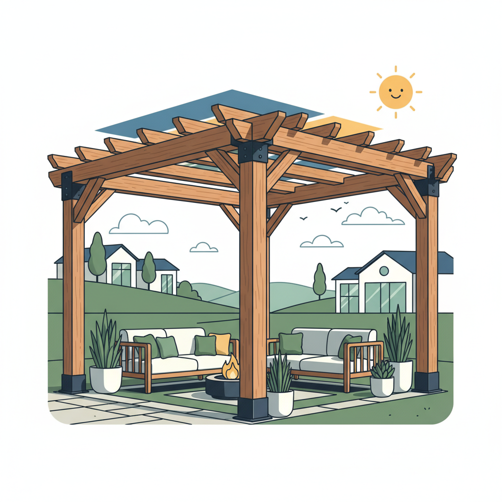 Illustration for Elevate Your Outdoor Space: Explore Robust DIY Pergola Kits with 6x6 Brackets for Superior Stability