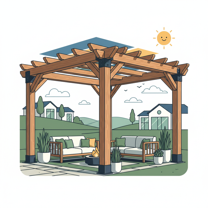 Illustration for Elevate Your Outdoor Space: Explore Robust DIY Pergola Kits with 6x6 Brackets for Superior Stability