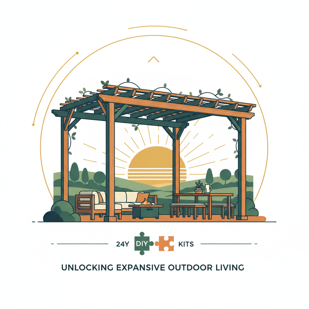 Illustration for Build Your Dream Large Outdoor Space: Reliable DIY Pergola Kits Up To 24x24 Feet