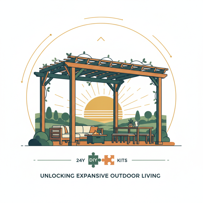 Illustration for Build Your Dream Large Outdoor Space: Reliable DIY Pergola Kits Up To 24x24 Feet