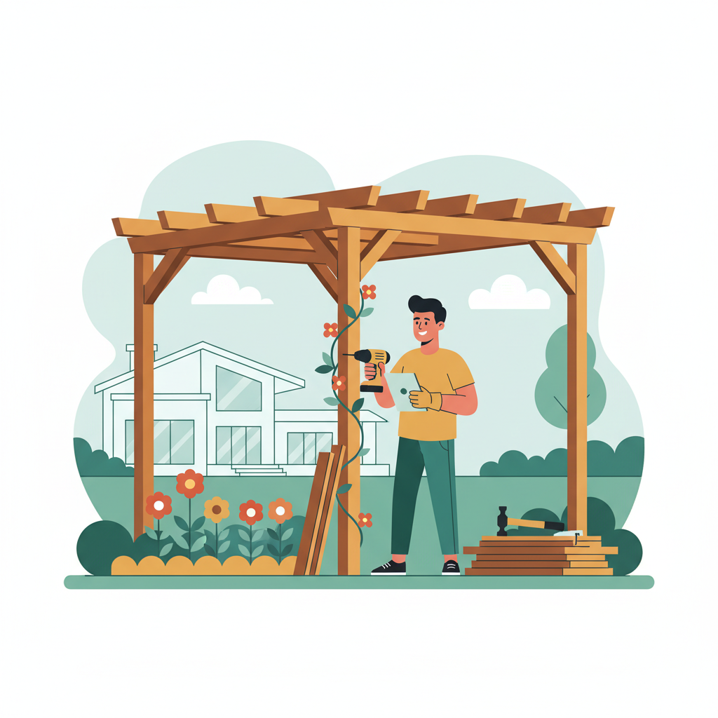 Illustration for Solo Build Your Dream Pergola: A Step-by-Step DIY Installation Guide for Homeowners