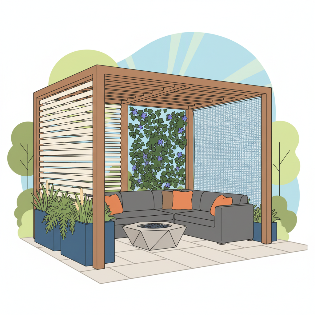 Illustration for Transform Your Outdoor Oasis: DIY Pergola Privacy Walls, Screens & Living Plant Solutions