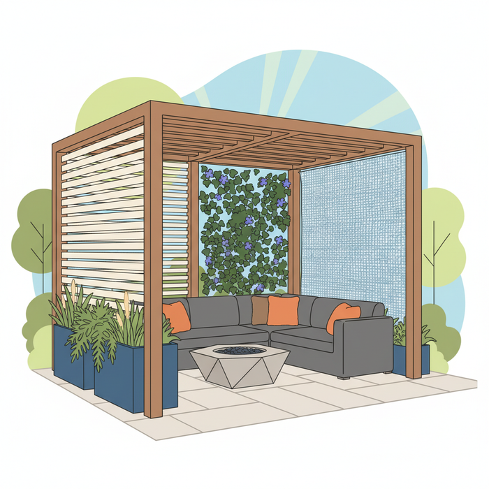 Illustration for Transform Your Outdoor Oasis: DIY Pergola Privacy Walls, Screens & Living Plant Solutions