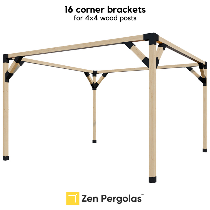 Pergola Corner Supports Kit for 2 to 24 Corners (4x4 Wood Size)