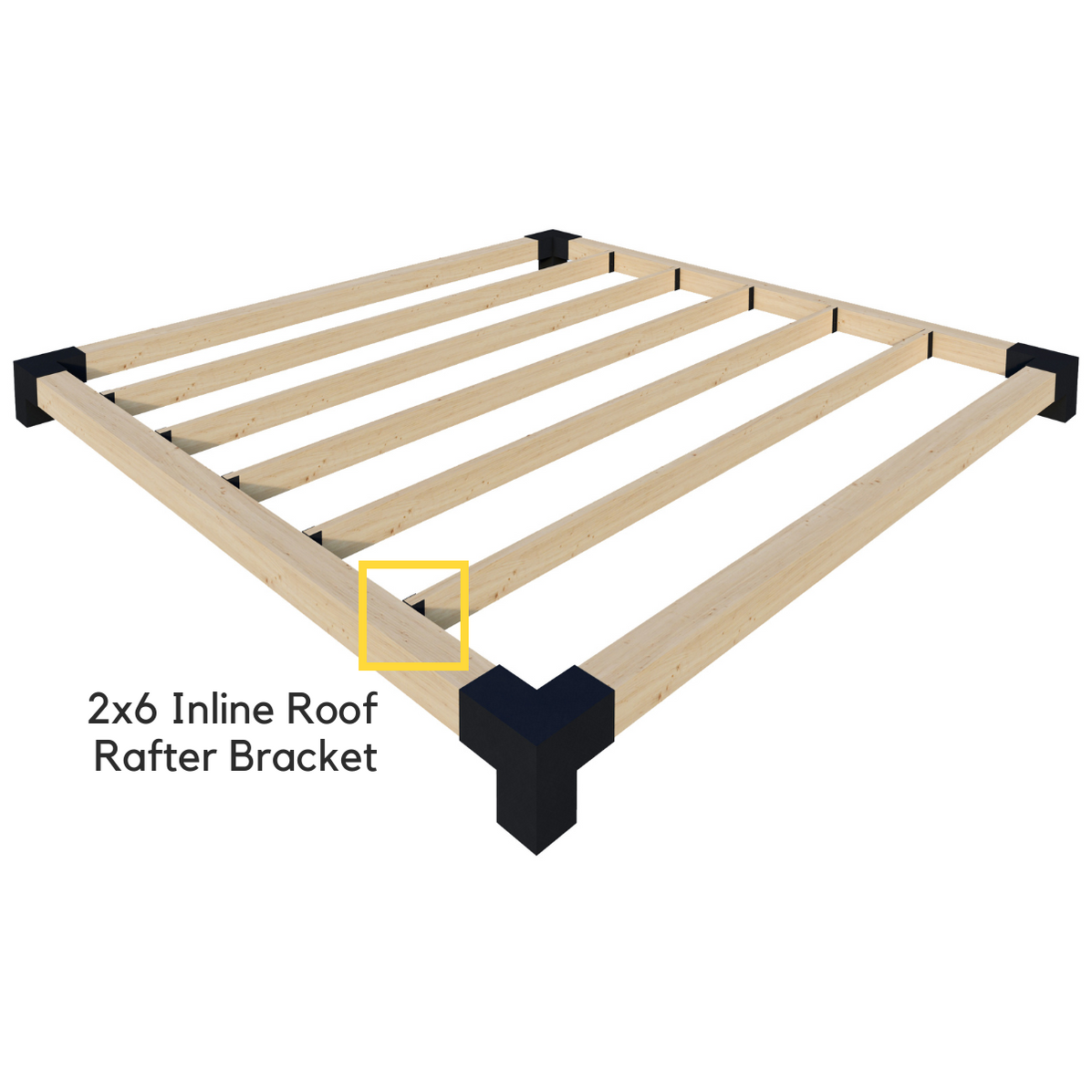 Universal 2x6 Inline Roof Rafter Bracket (14-Gauge Steel, Made in the