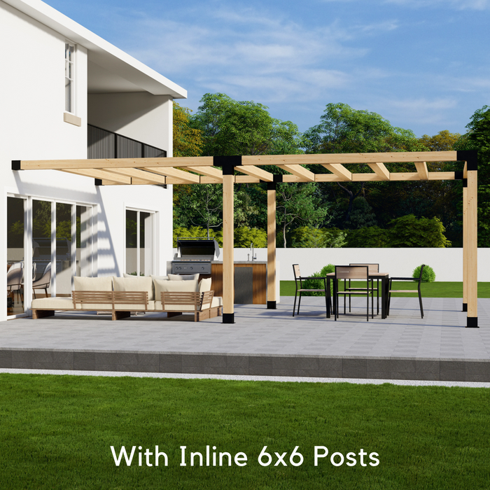 266 - Attached 12x20 pergola with medium-spaced square 6x6 roof rafters
