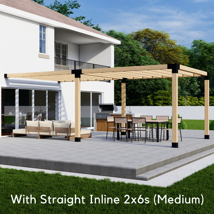 250 - Attached pergola with medium-spaced inline 2x6 roof rafters