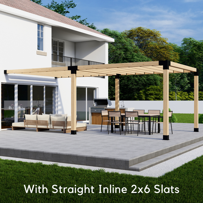 265 - Attached 12x18 pergola with medium-spaced inline 2x6 roof rafters