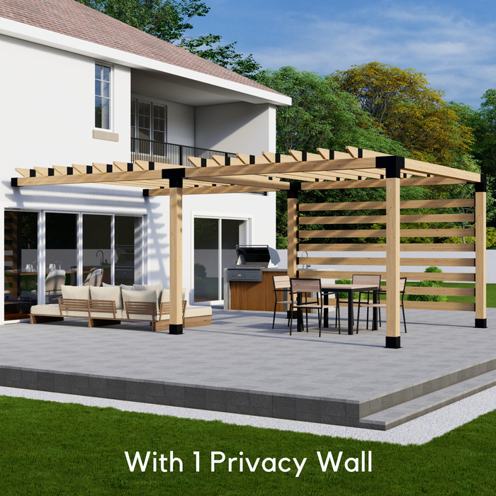 Attached Pergola Kit for 6x6 Wood Posts (Any Size Up to 12' Attached x 24') - With Traditional Roof Rafters (Medium Spacing)