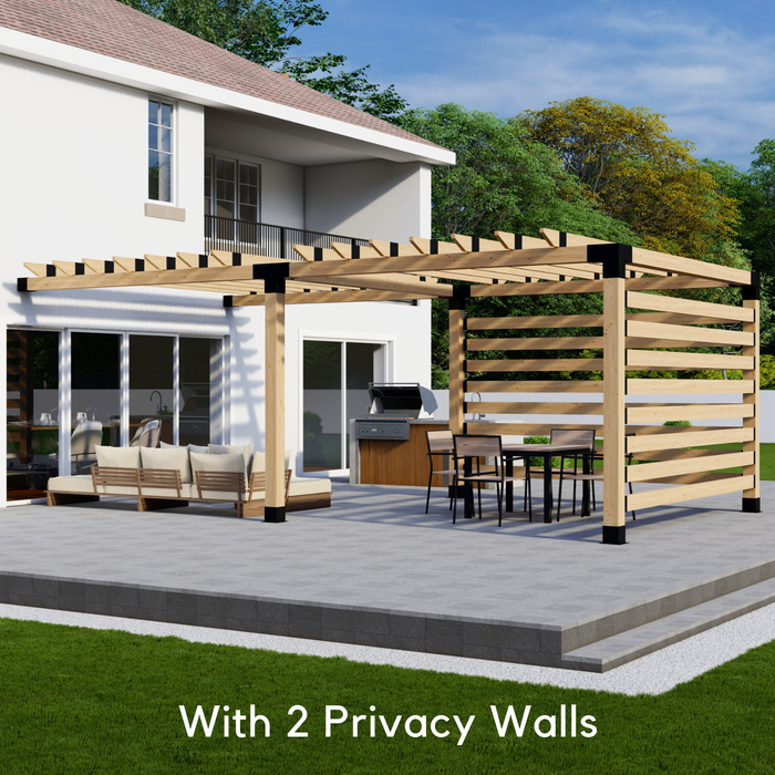 Attached Pergola Kit for 6x6 Wood Posts (Any Size Up to 12' Attached x 24') - With Traditional Roof Rafters (Medium Spacing)