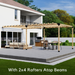 Attached double pergola with medium-spaced traditional roof rafters atop beams