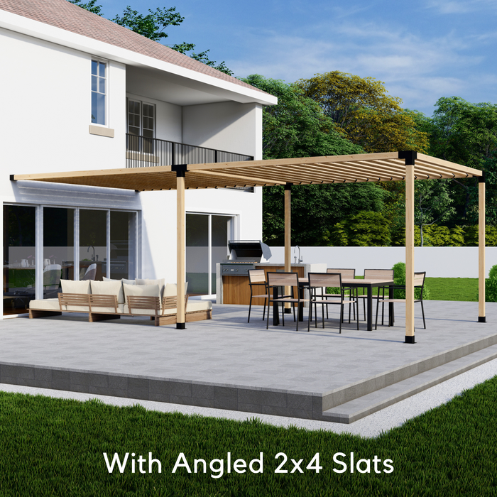 220 - Attached 10x15 pergola with medium-spaced 2x4 angled roof slats