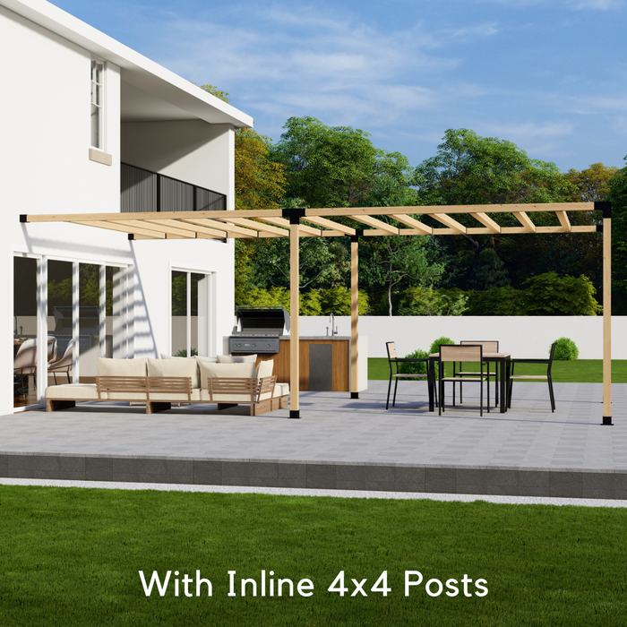 208 - Attached 10x16 pergola with medium-spaced square 4x4 roof rafters