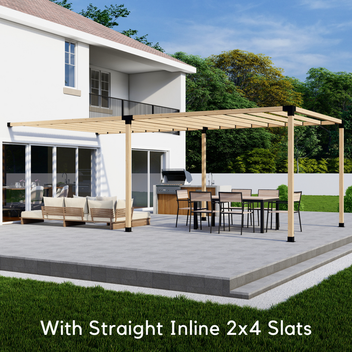 215 - Attached 12x18 pergola with medium-spaced inline 2x4 roof rafters