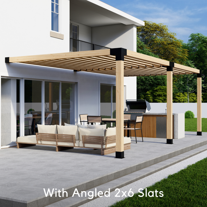 357 - Attached 18x8 pergola with medium-spaced 2x6 angled roof slats