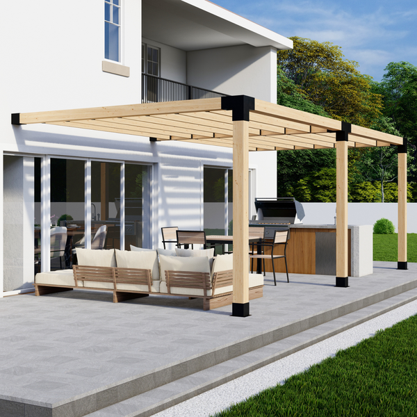 Up to 24' x 12' Pergola Attached to House w/ Straight Inline 2x6 Roof Slats