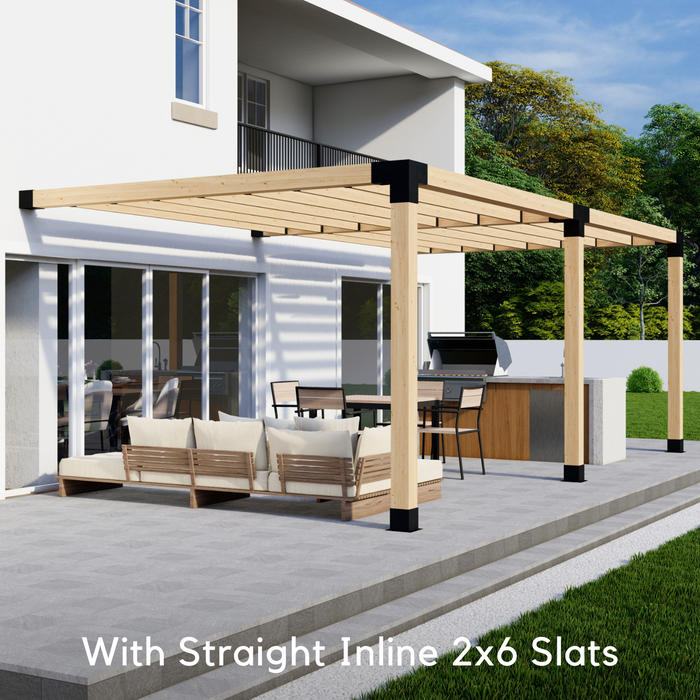351 - Attached 14x8 pergola with medium-spaced inline 2x6 roof rafters