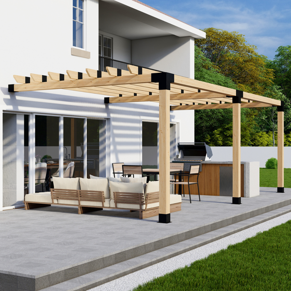 Up to 24' x 12' Pergola Attached to House w/ 2x6 Rafters Atop Beams