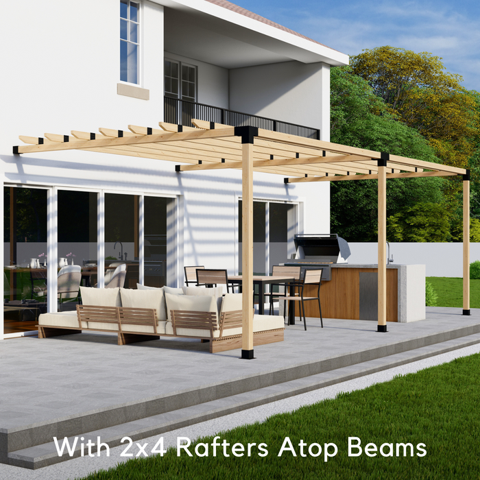 312 - Attached 20x12 pergola with medium-spaced traditional 2x4 roof rafters