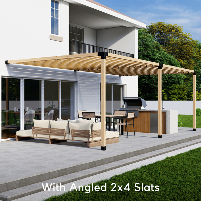 310 - Attached 20x8 pergola with medium-spaced 2x4 angled roof slats