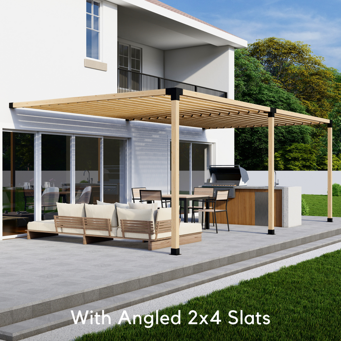 303 - Attached 14x12 pergola with medium-spaced 2x4 angled roof slats