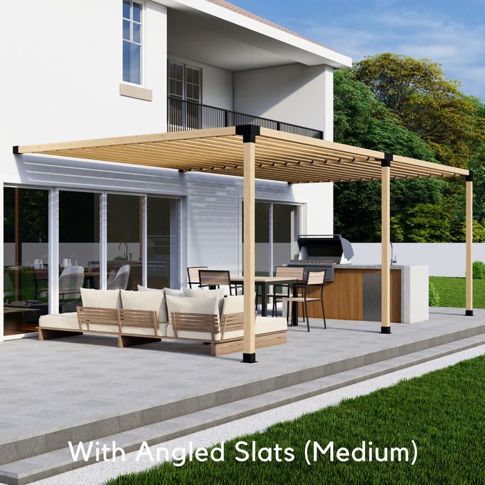300 - Attached pergola with medium-spaced angled 2x4 roof slats