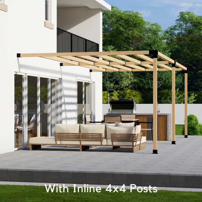 310 - Attached 20x8 pergola with medium-spaced square 4x4 roof rafters
