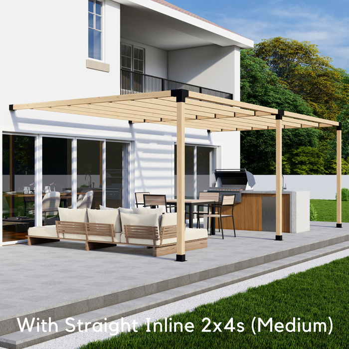 Double Attached Pergola Frame Kit - Any Size Up to 24' Wide (Attached) x 12' Deep - For 4x4 Wood Posts