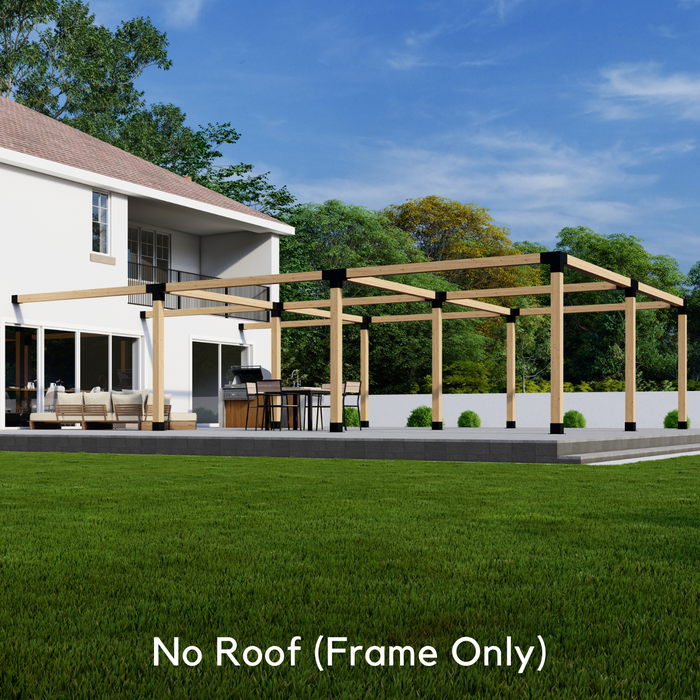 Attached 6-Section (2x3) Pergola Frame Kit (Any Size Up to 24' x 36') - For 6x6 Wood Posts