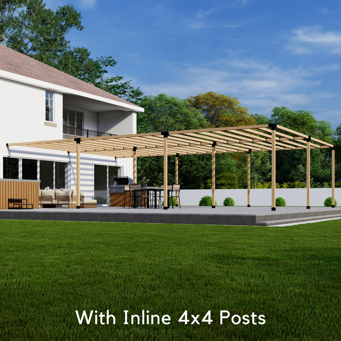 6-Section (2x3) Attached Pergola Frame Kit (Any Size Up to 24' x 36') - For 4x4 Wood Posts