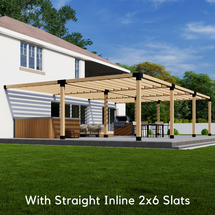 Attached 6-Section (3x2) Pergola Frame Kit (Any Size Up to 36' x 24') - For 6x6 Wood Posts