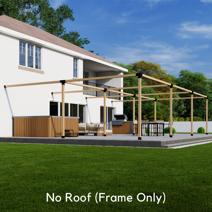 6-Section (3x2) Attached Pergola Frame Kit (Any Size Up to 36' x 24') - For 4x4 Wood Posts