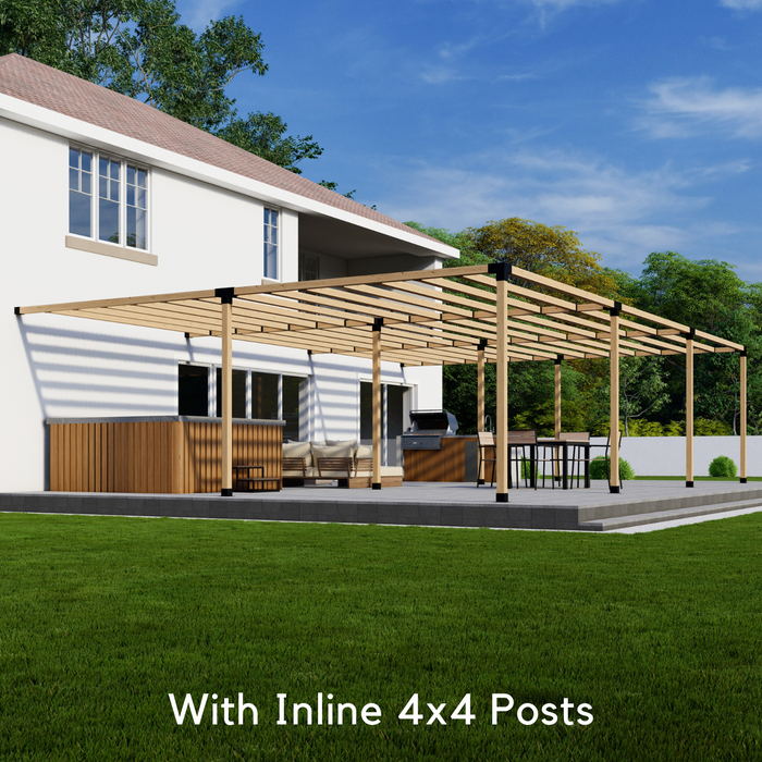 6-Section (3x2) Attached Pergola Frame Kit (Any Size Up to 36' x 24') - For 4x4 Wood Posts