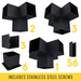Pergola kit includes 6 base brackets, 3 wall-mount brackets, 2 3-arm brackets, 3 4-arm brackets, 1 5-arm bracket and 56 roof brackets for adding angled 2x4 roof slats