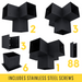 Pergola kit includes 6 base brackets, 3 wall-mount brackets, 2 3-arm brackets, 3 4-arm brackets, 1 5-arm bracket and 88 roof brackets for adding angled 2x4 roof slats